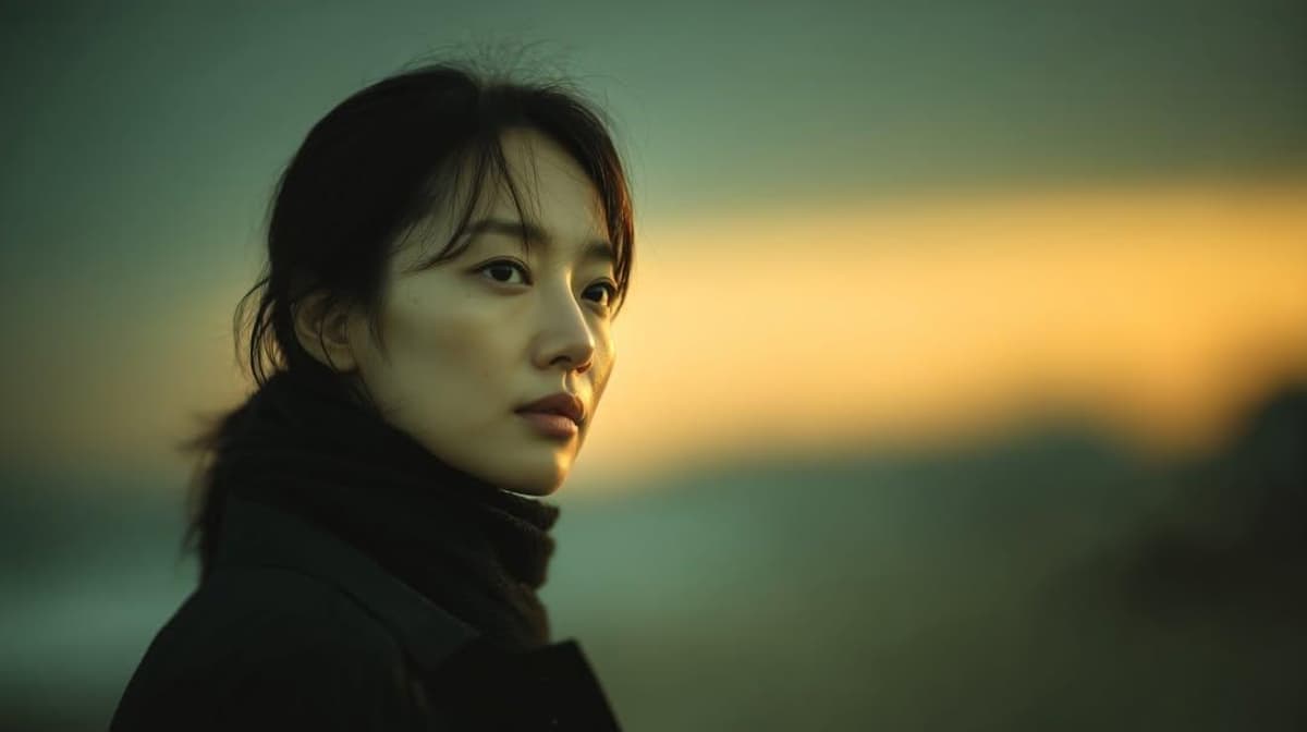 Photorealistic cinematic portrait of a young East Asian woma