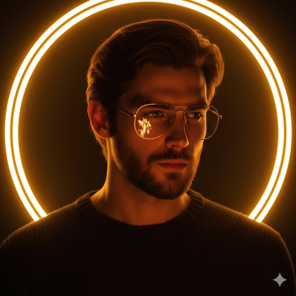 Cinematic portrait of a handsome young man with short styled