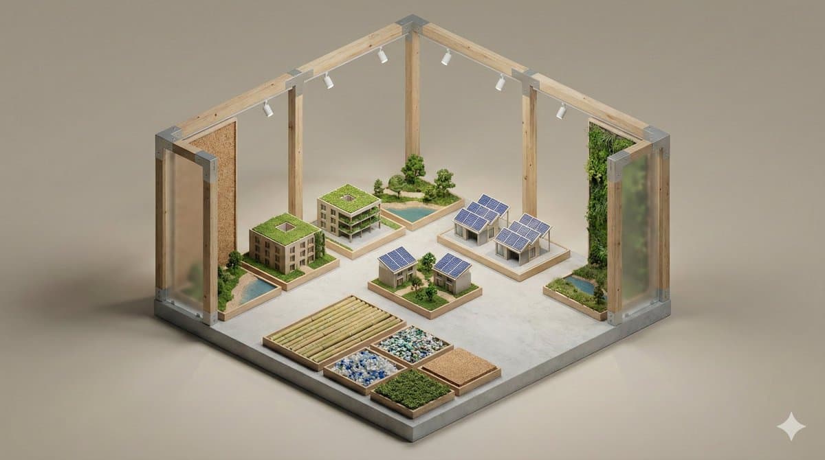 A clean, minimal 3D isometric diorama of a [EXHIBITION TYPE]