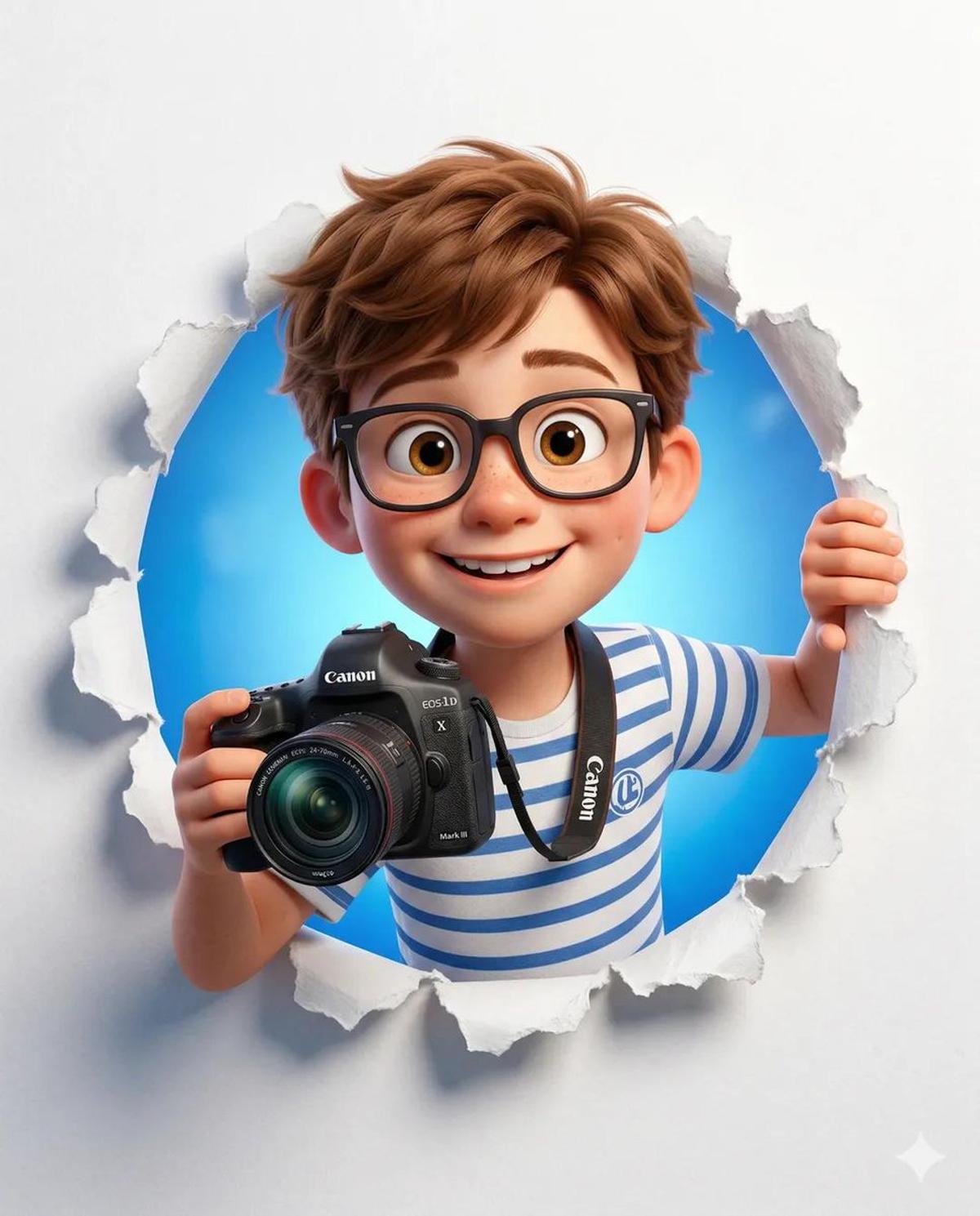 A cute stylized 3D cartoon character (boy/girl) with big exp