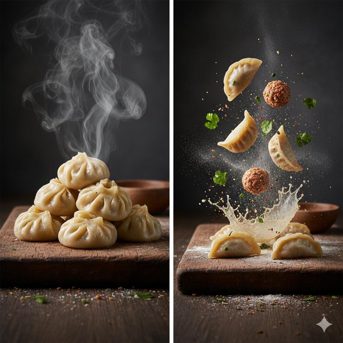 {
The Cinematic Momo Duo
Subject & Scene
* Finished Dish: F