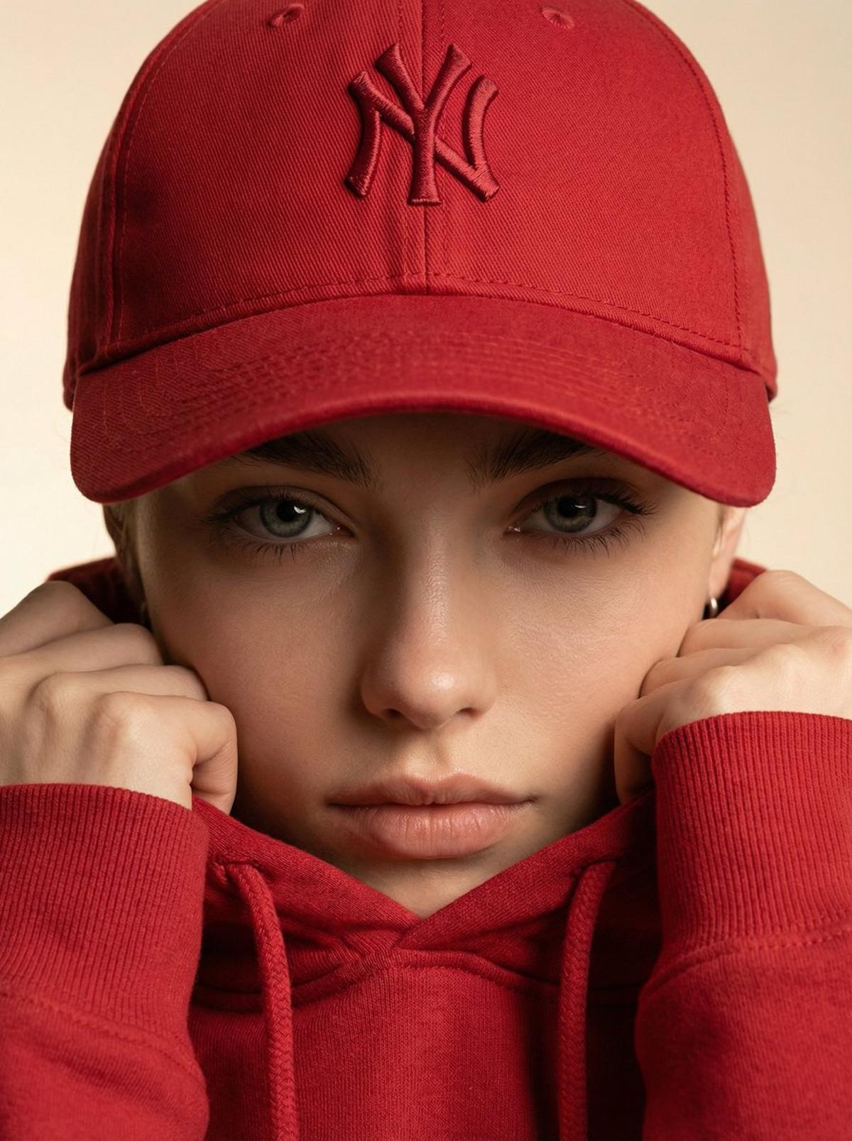 Ultra-realistic fashion beauty crop of a female model wearin