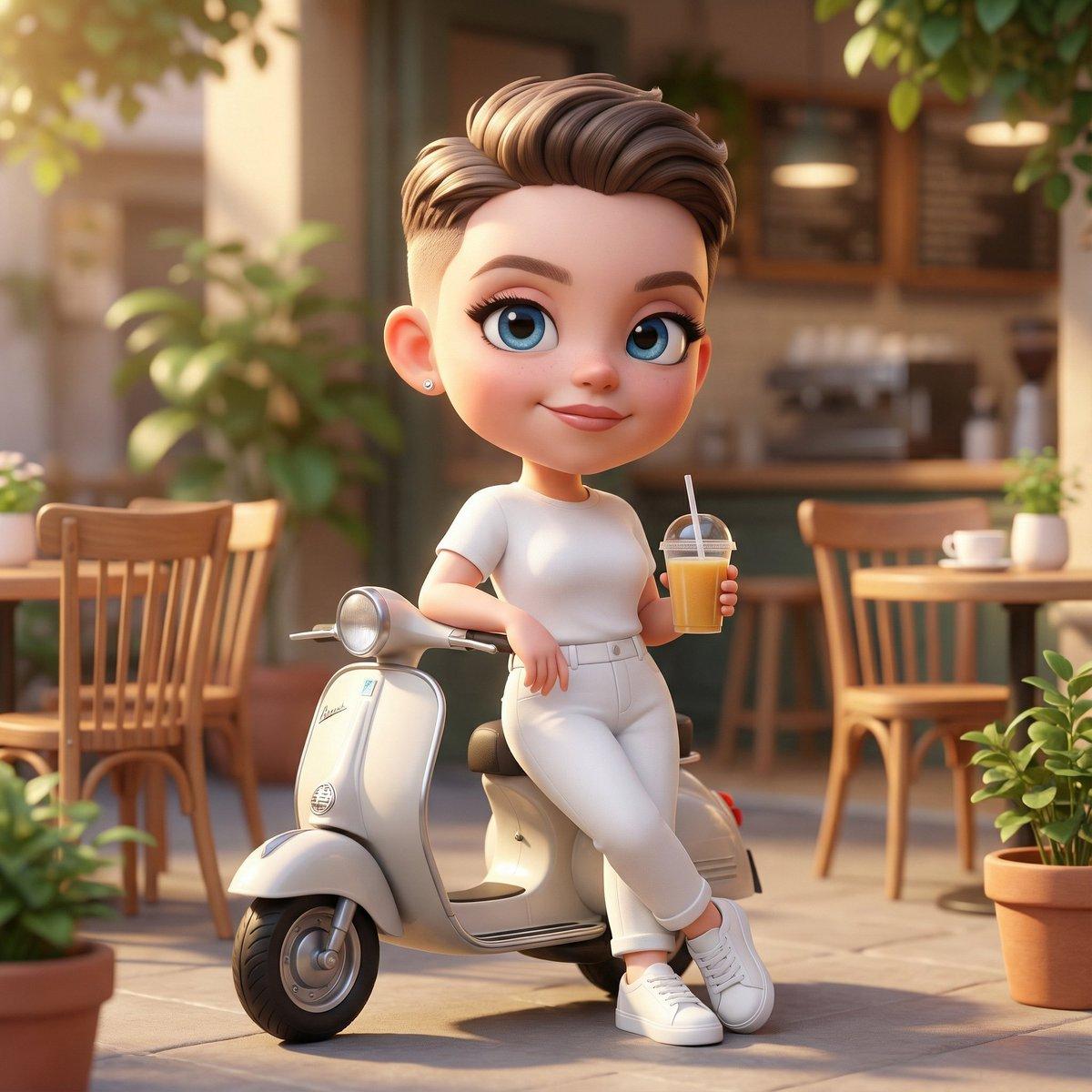 A cute 3D chibi-style character of the uploaded image leanin