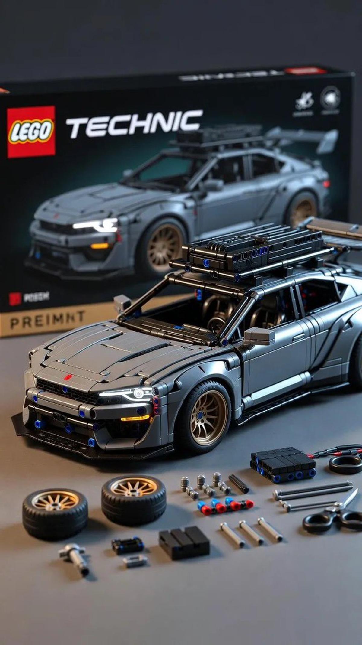 Ultra-detailed studio product render of a LEGO Technic style