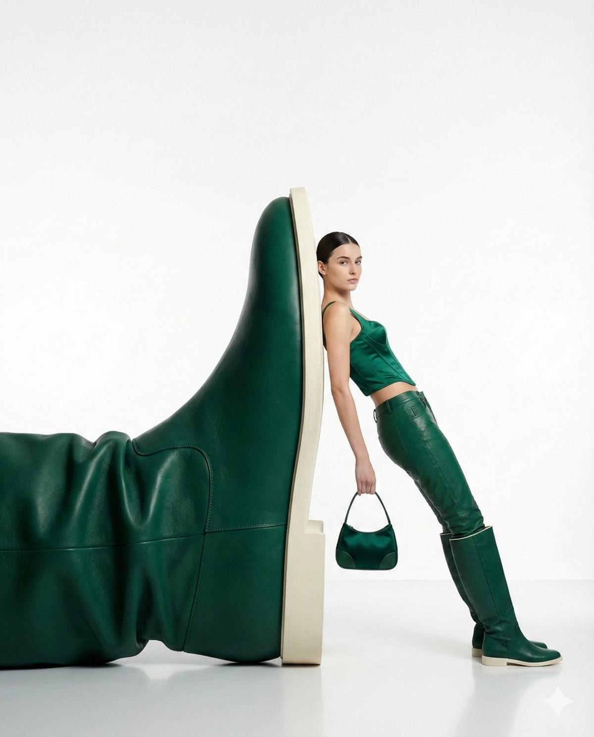 {
"style": "high-fashion editorial, minimalist surrealism"