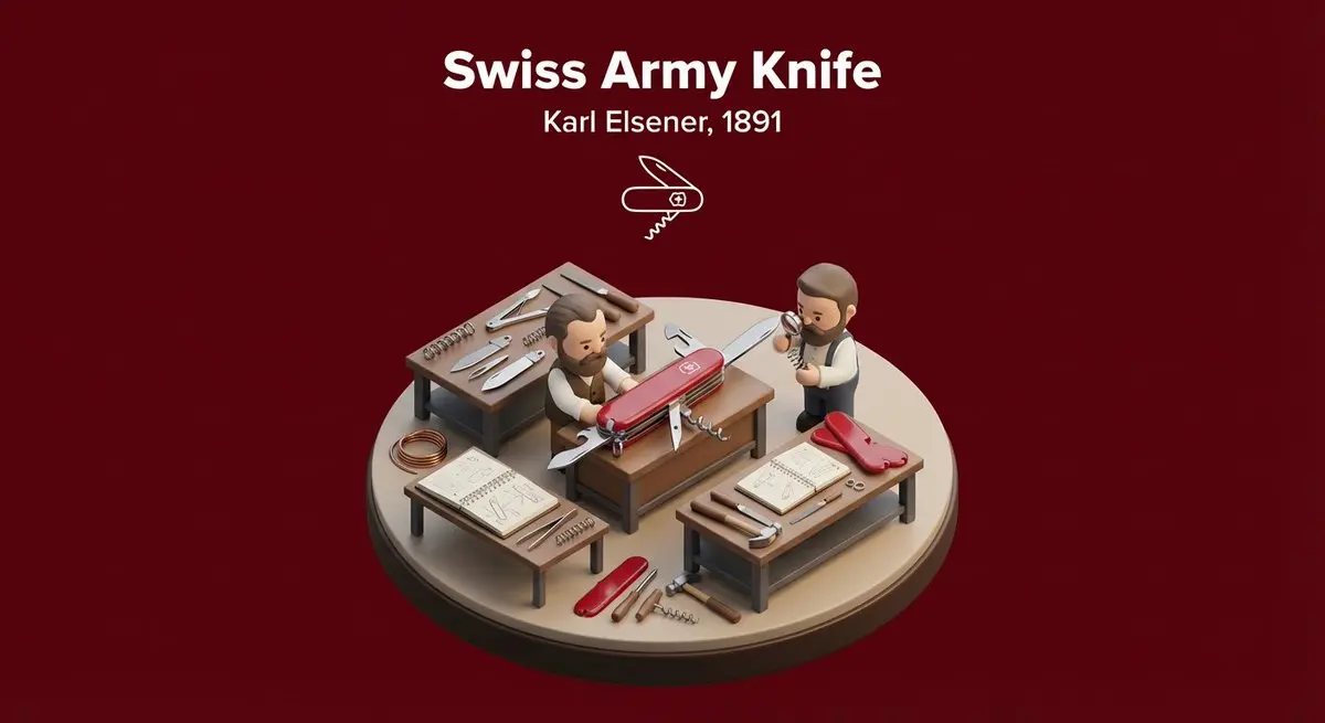 Create a miniature 3D isometric diorama showing the inventio