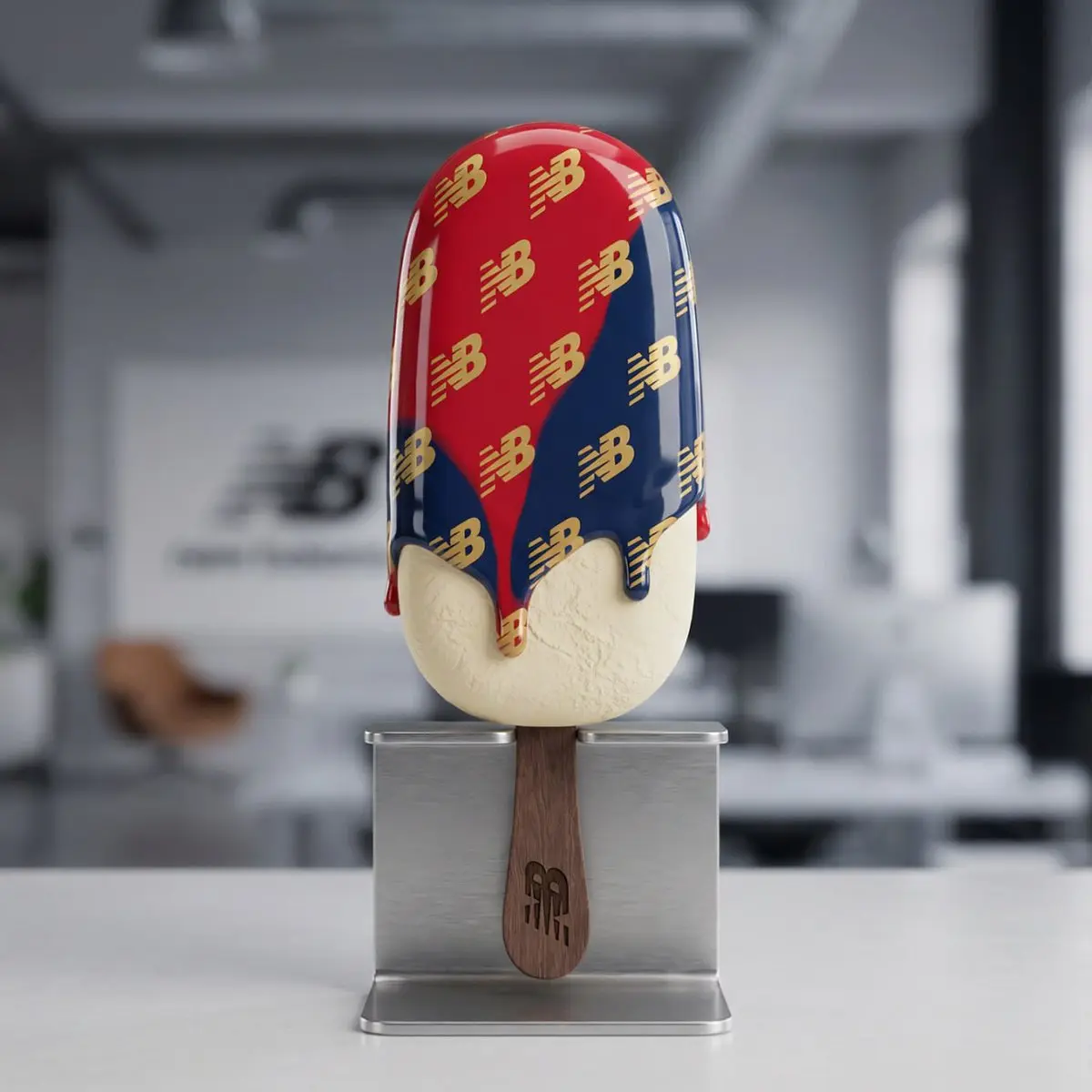 A perfectly vertical, hyper-realistic 3D popsicle by [@ YOUR