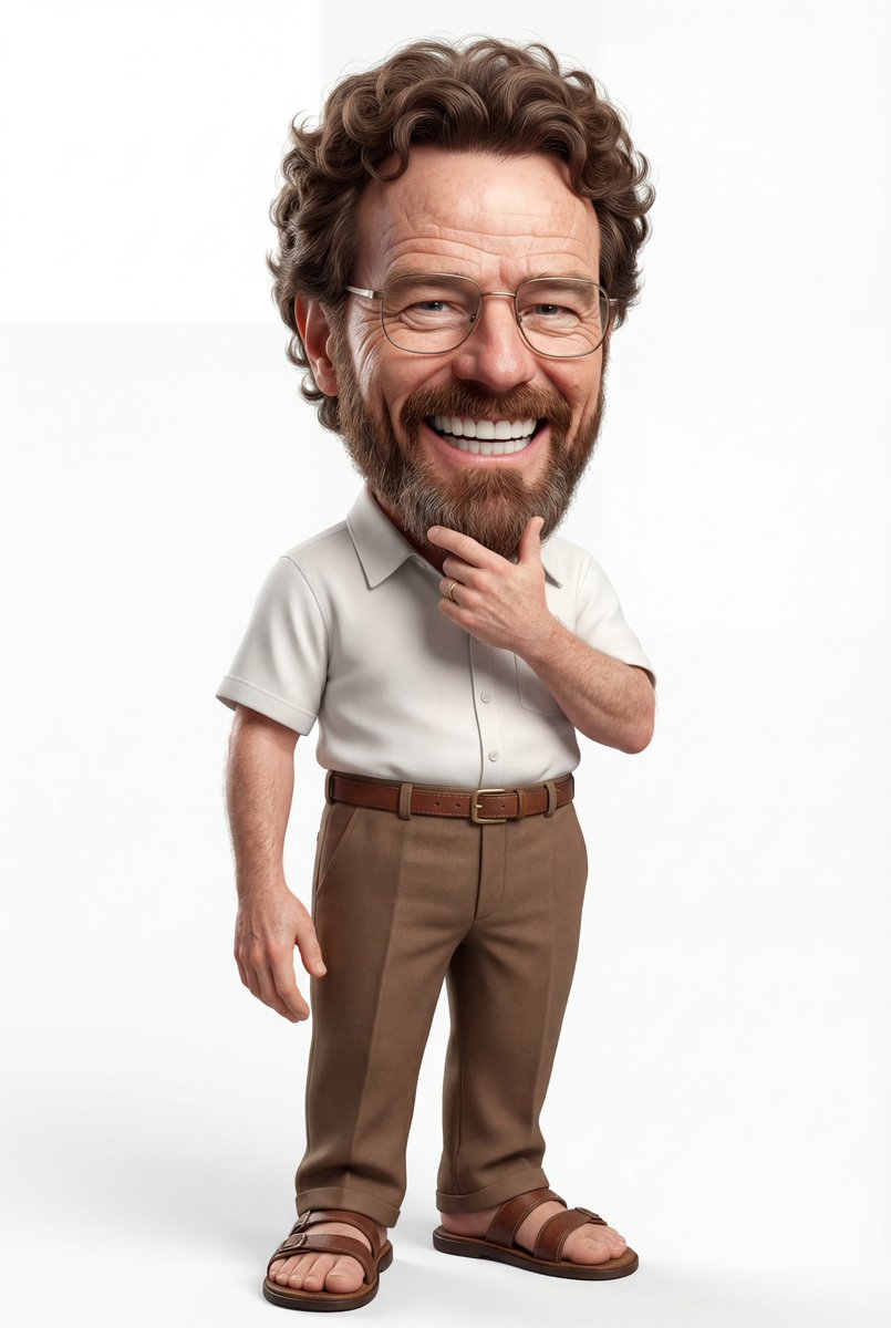 A highly detailed 3D caricature of a cheerful man with an ov