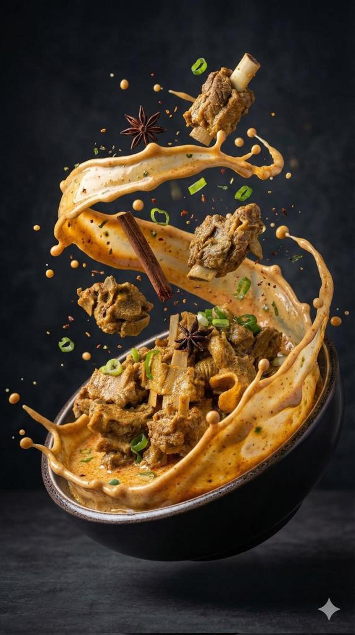 Ultra-realistic cinematic food photography of a bowl of rich