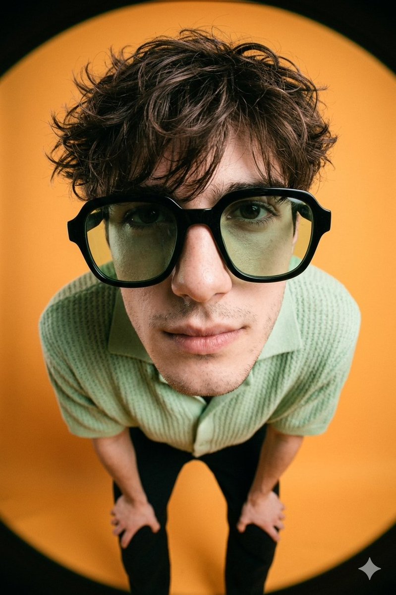 Create a A high-fashion editorial image of a young man, of t