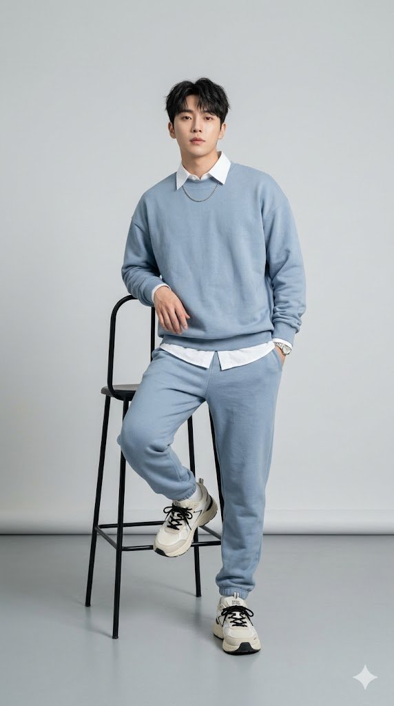 Subject & Pose

Full-body studio fashion photography of a yo