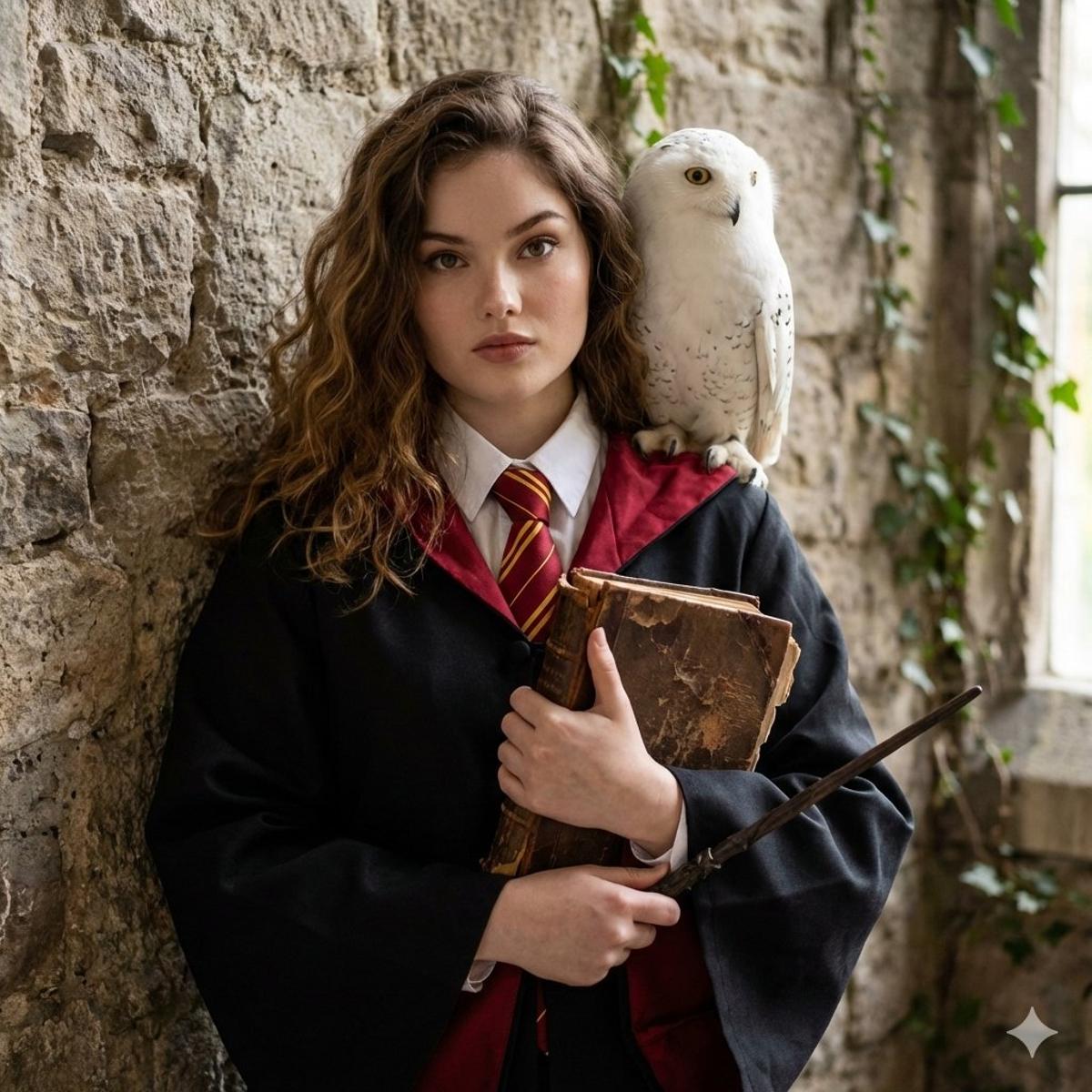 USE UPLOADED PHOTO AS REFERENCE. HOGWARTS-STYLE PHOTOSHOOT.