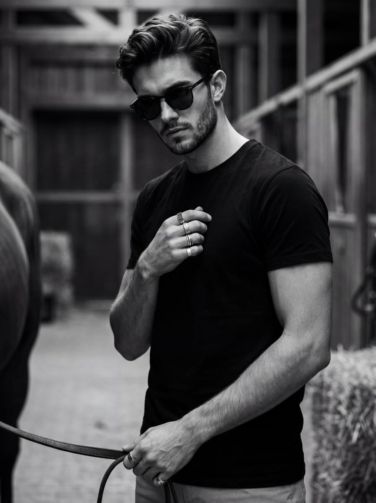 Ultra-realistic 8K cinematic black-and-white portrait photog