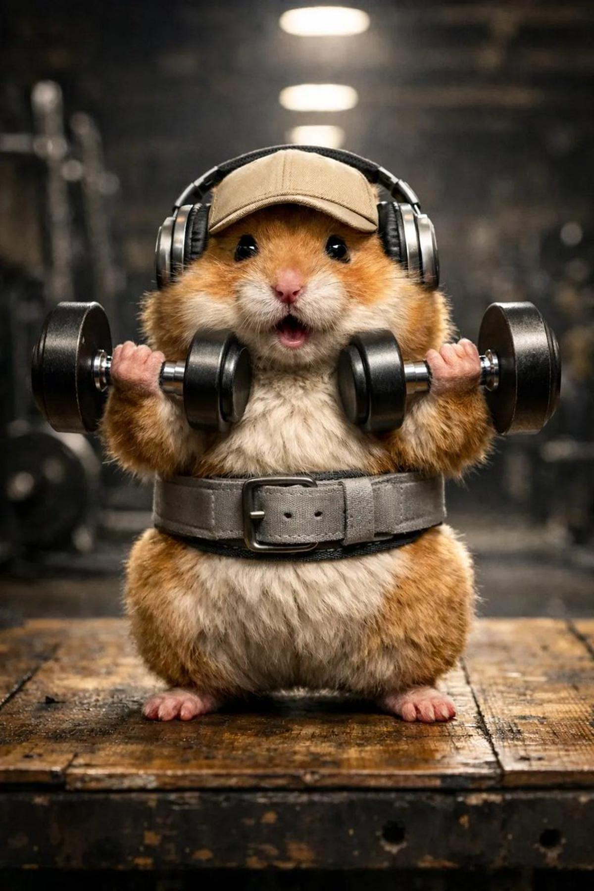 A hyper-detailed, adorable golden hamster in a bright, cheer