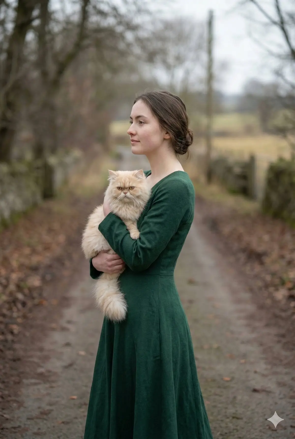 portrait of a young woman in her early 20s walking calmly on