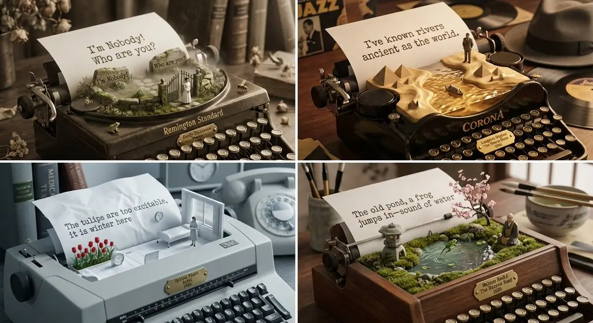 Role: Literary Curator & Typewriter Sculptor
Input: [Poet or